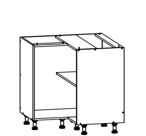 TOP LINE sivý lesk DNW90, dolná rohová skrinka v šírke 90 x 90 cm