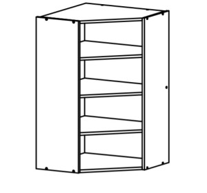 VERDI svetlosivá GNWU60/95, horná rohová skrinka v šírke 60 x 60 cm a výške 95 cm