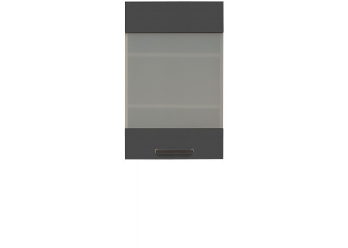 SEMI LINE dub/čierna G45/72-LVPV, horná skrinka so sklom v šírke 45 cm
