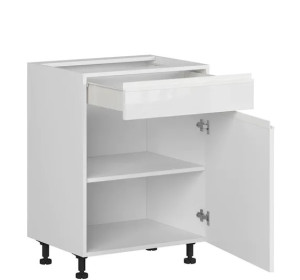 SOLE biely lesk D1S60, dolná skrinka so zásuvkou v šírke 60 cm