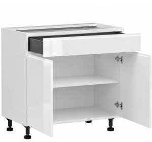 SOLE biely lesk D1S80, dolná skrinka so zásuvkou v šírke 80 cm