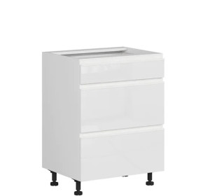 SOLE biely lesk D3S60, dolná zásuvková skrinka v šírke 60 cm