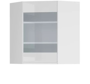 SOLE biely lesk GNWU60/72-LVPV, horná rohová skrinka v šírke 60 x 60 cm