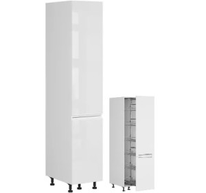 SOLE biely lesk DC40/207, vysoká skrinka s CARGO košom v šírke 40 cm a výške 207 cm