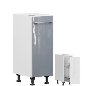 TOP LINE sivý lesk DC30, dolná skrinka s CARGO košom v šírke 30 cm