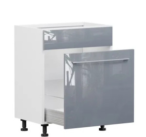 TOP LINE sivý lesk DKS60, dolná drezová skrinka s košom na odpad v šírke 60 cm