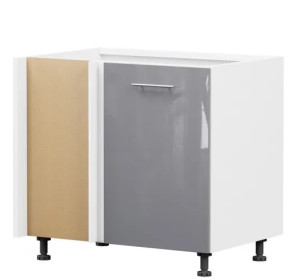 TOP LINE sivý lesk DNW105L, dolná skrinka určená do rohu v šírke 105 cm