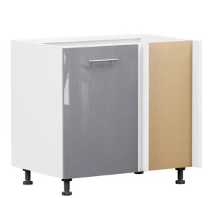 TOP LINE sivý lesk DNW105P, dolná skrinka určená do rohu v šírke 105 cm