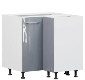 TOP LINE sivý lesk DNW90, dolná rohová skrinka v šírke 90 x 90 cm