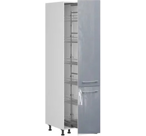 TOP LINE sivý lesk DC40/207, vysoká skrinka s CARGO košom v šírke 40 cm a výške 207 cm