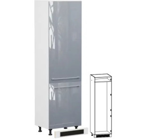 TOP LINE sivý lesk DL60/207_P/P1, vysoká skrinka na vstavanú chladničku v šírke 60 cm a výške 207 cm