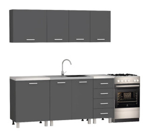 REA ALFA ZZ2 sivý grafit kuchynská linka 180 cm 