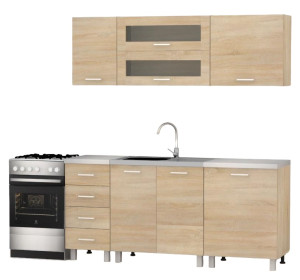 REA ALFA ZZ3 dub sonoma, kuchynská linka 180 cm 