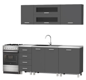 REA ALFA ZZ3 sivý grafit, kuchynská linka 180 cm 