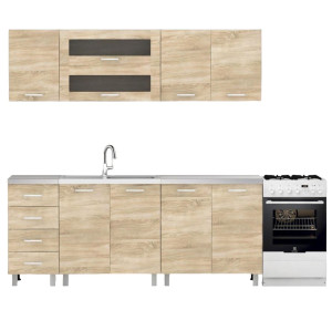 REA ALFA ZZ1 dub sonoma, kuchynská linka 200 cm 