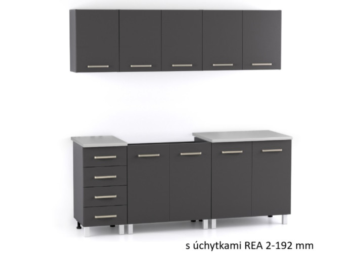 REA ALFA ZZ1 sivý grafit, kuchynská linka 200 cm 