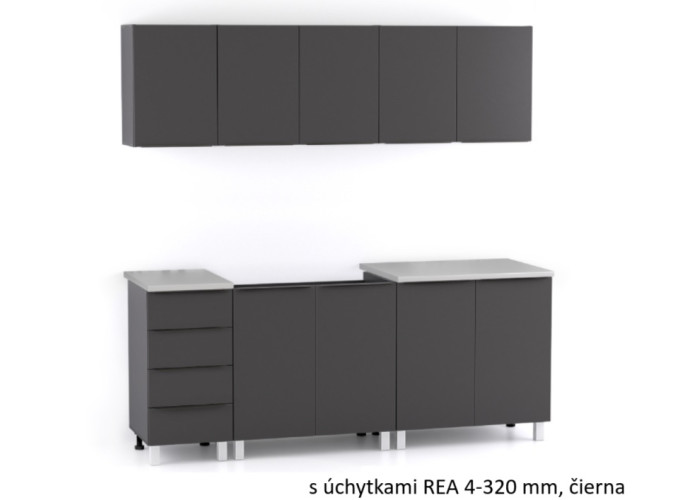 REA ALFA ZZ1 sivý grafit, kuchynská linka 200 cm 