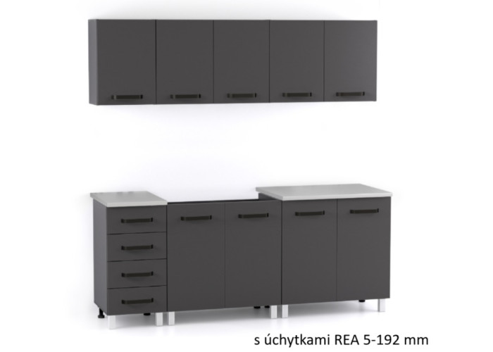 REA ALFA ZZ1 sivý grafit, kuchynská linka 200 cm 