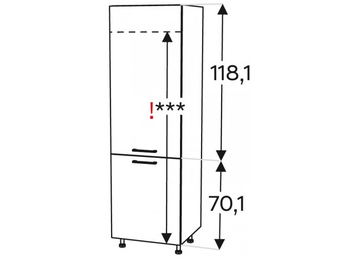 AMBROSIA granátová SL60/71, vysoká skrinka na vstavanú chladničku v šírke 60 cm a výške 209 cm
