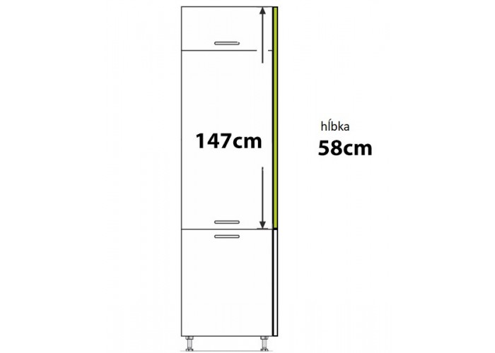 CARMEN biela BN147x58, bočný panel vo farbe dvierok v rozmere 147x58 cm