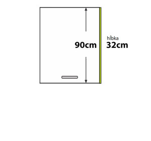 BIANCA tmavosivá BN100x32, bočný panel vo farbe dvierok v rozmere 100x32 cm