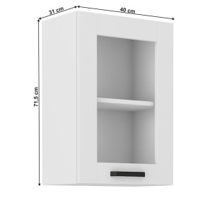 LULA biela GS40/72 horná kuchynská skrinka so sklom 40 cm