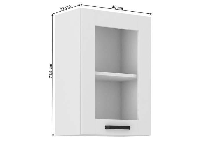 LULA biela GS40/72 horná kuchynská skrinka so sklom 40 cm