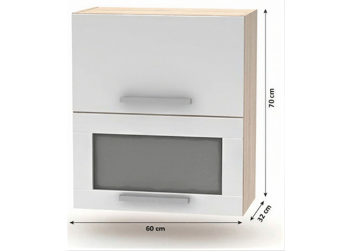 NOVA PLUS NOPL-009-VH dub sonoma/biela, horná výklopná skrinka so sklom v šírke 60 cm NOVA PLUS NOPL-009-VH dub sonoma/biela, horná výklopná skrinka so sklom v šírke 60 cm