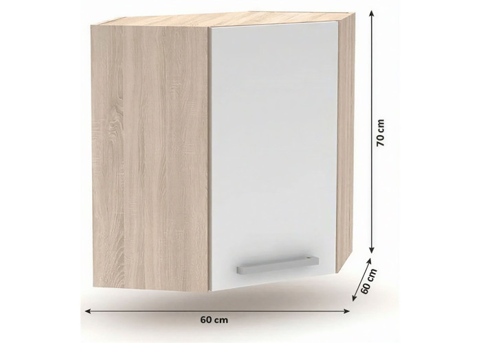 NOVA PLUS NOPL-013-RH dub sonoma/biela, horná rohová skrinka v šírke 60x60 cm NOVA PLUS NOPL-013-RH dub sonoma/biela, horná rohová skrinka v šírke 60x60 cm