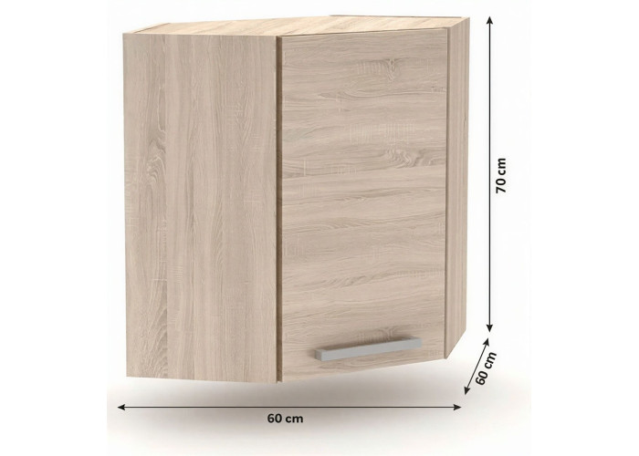 NOVA PLUS NOPL-013-RH dub sonoma, horná rohová skrinka v šírke 60x60 cm NOVA PLUS NOPL-013-RH dub sonoma, horná rohová skrinka v šírke 60x60 cm