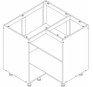 NOVA PLUS NOPL-061-RS dub sonoma, dolná rohová skrinka v šírke 90x90 cm