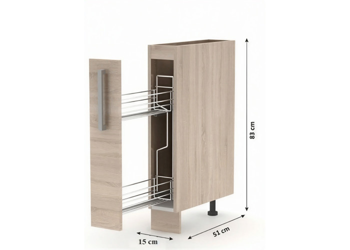 NOVA PLUS NOPL-066-VK dub sonoma, dolná skrinka s výsuvným košom v šírke 15 cm NOVA PLUS NOPL-066-VK dub sonoma, dolná skrinka s výsuvným košom v šírke 15 cm