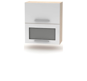 NOVA PLUS NOPL-009-VH dub sonoma/biela, horná výklopná skrinka so sklom v šírke 60 cm
