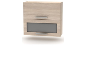 NOVA PLUS NOPL-016-VH dub sonoma, horná výklopná skrinka so sklom v šírke 80 cm