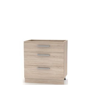 NOVA PLUS NOPL-064-0S dub sonoma, dolná 3-zásuvková skrinka v šírke 80 cm