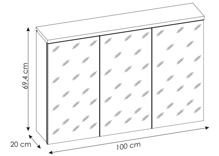 BALI white 845, závesná skrinka so zrkadlom 100 cm