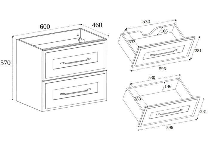 CLASSIC biely W60 závesná skrinka pod umývadlo 60 cm