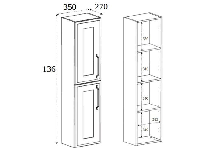 CLASSIC biely W35 vysoká skrinka do kúpeľne