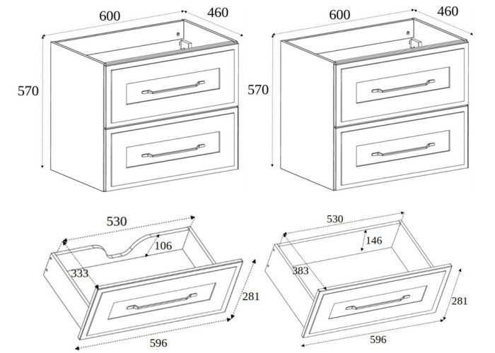 CLASSIC čierny B120DB závesná skrinka pod umývadlo 120 cm