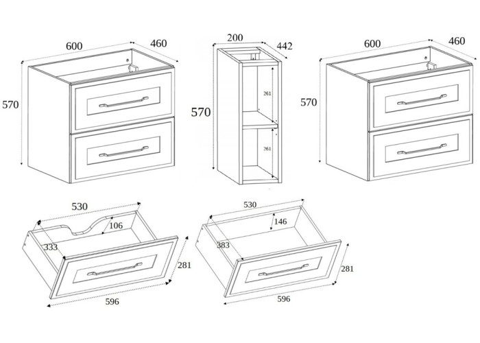 CLASSIC čierny B140DB závesná skrinka pod umývadlo 140 cm CLASSIC čierny B140DB závesná skrinka pod umývadlo 140 cm