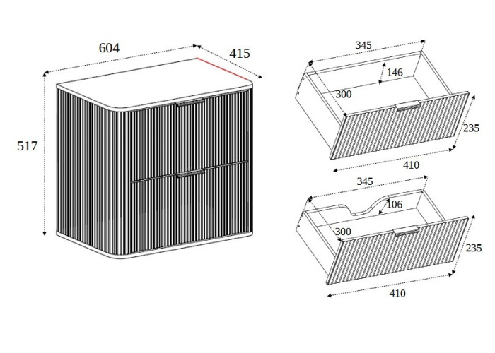 ELEGANCE dub craft zlatý C60 závesná skrinka pod umývadlo 60 cm s vrchnou doskou