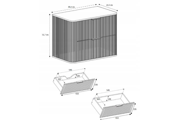 ELEGANCE orech O80 závesná skrinka pod umývadlo 80 cm s vrchnou doskou