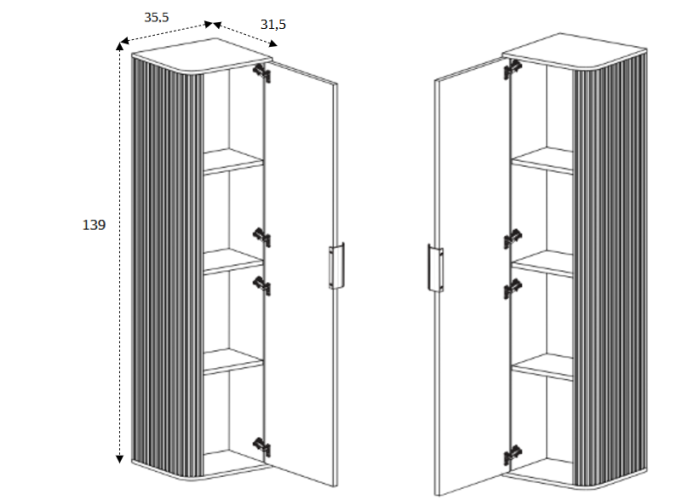 ELEGANCE orech O35 vysoká skrinka do kúpelne