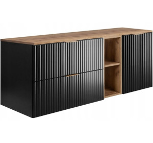 FLOW čierny matný B140-80-20-40-DC závesná skrinka pod umývadlo 140 cm