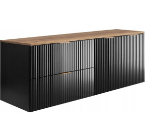 FLOW čierny matný B140-80-60-DC závesná skrinka pod umývadlo 140 cm