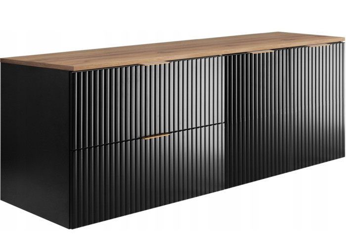 FLOW čierny matný B160-80-80-DC závesná skrinka pod umývadlo 160 cm