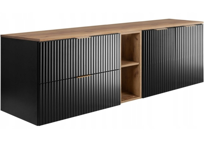 FLOW čierny matný B180-80-20-80-DC závesná skrinka pod umývadlo 180 cm