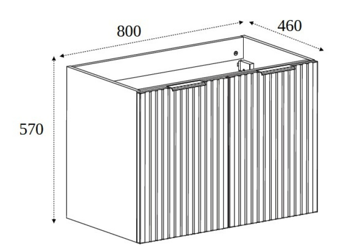 FLOW čierny matný B80D2 závesná skrinka pod umývadlo 80 cm