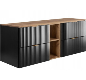 FLOW čierny matný B140DC závesná skrinka pod umývadlo 140 cm