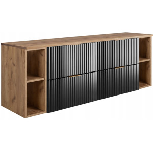 FLOW čierny matný B160R6060RDC závesná skrinka pod umývadlo 160 cm